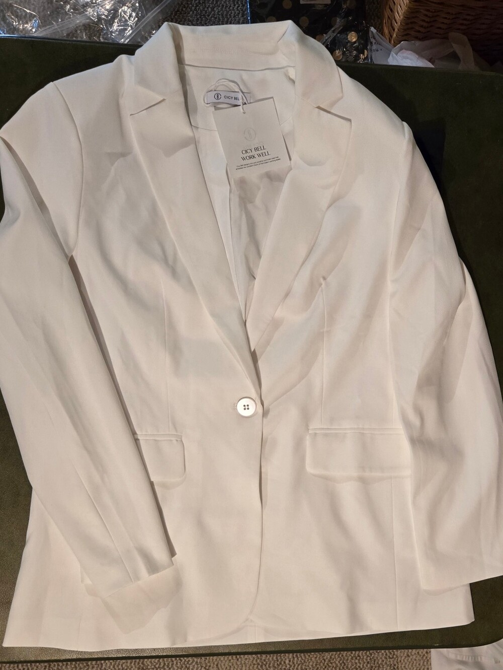 Women's White Single-Button Blazer Jacket